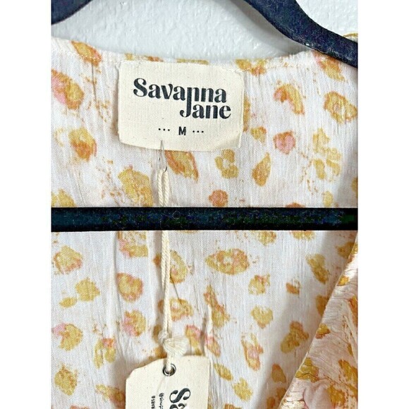 Savanna Jane Blouse Womens Size Medium Bohemian Peasant Ruffle Long Sleeve Top - Picture 3 of 5